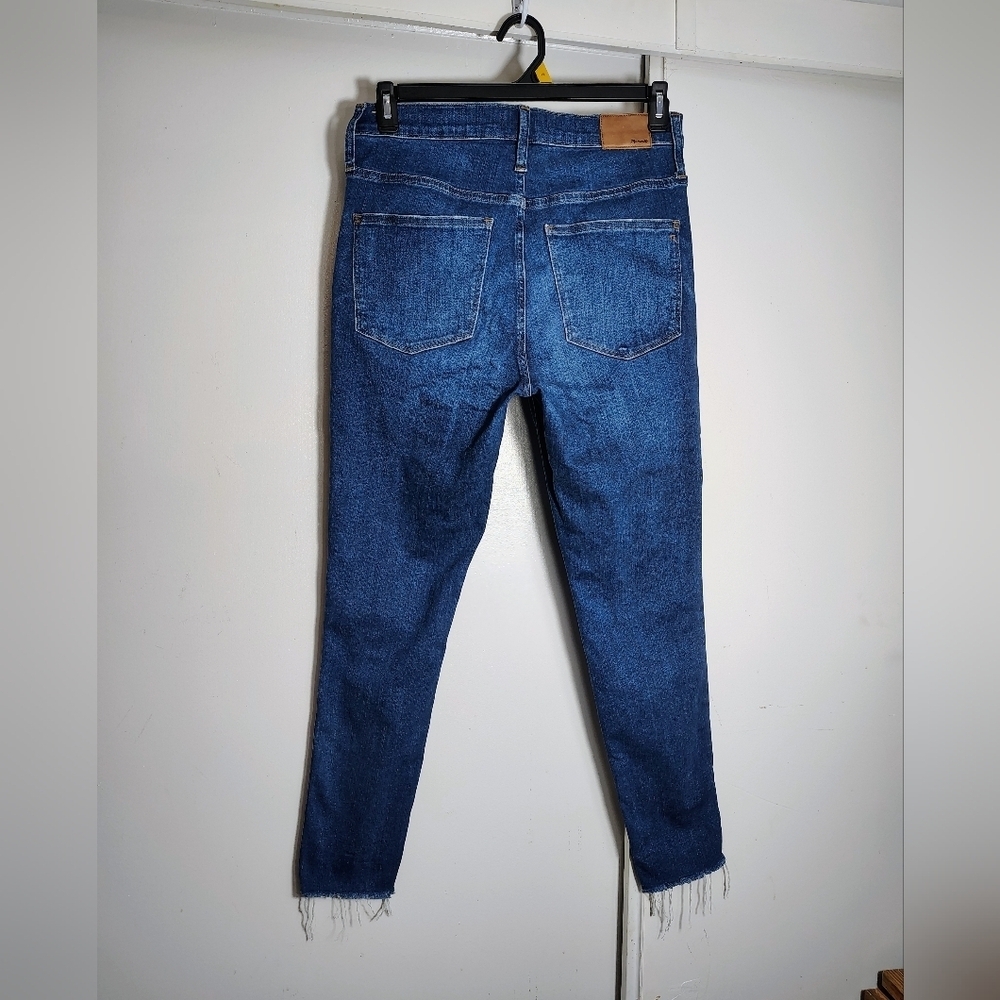 Madewell 10" high-rise exposed buttons fly frayed hem Jeans dark Blue sz 30/28. - Picture 6 of 16